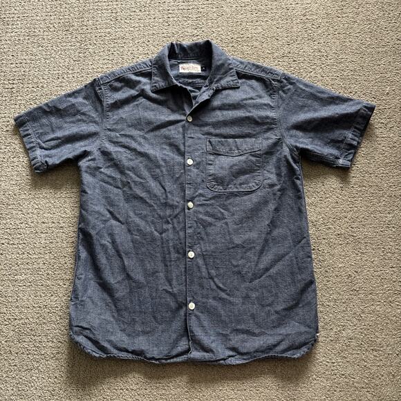 Freenote Cloth Dayton Shirt Mens Sz S Blue Denim Chambray Short Sleeve Button Up - Picture 1 of 9